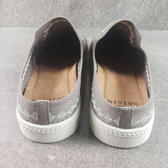 Earth Origins Shoes 7 Wide Embroidered Knit Mules Zilly Slides Granite - Picture 4 of 13